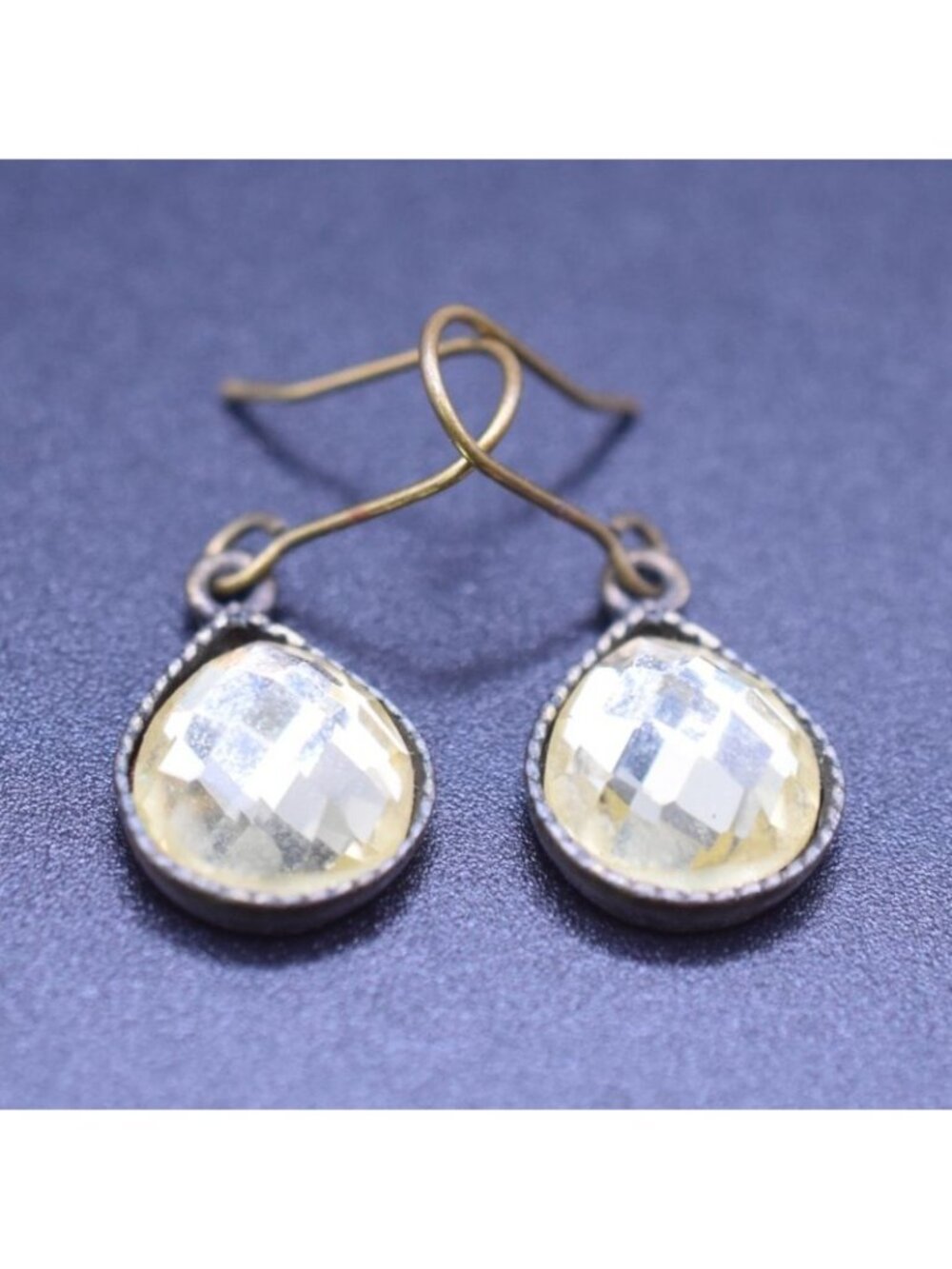 Vintage Teardrop Crystal Dangle Earrings Brass Hook Dropβ Style